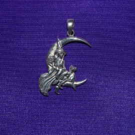 Pink Moon Witch Silver Pendant